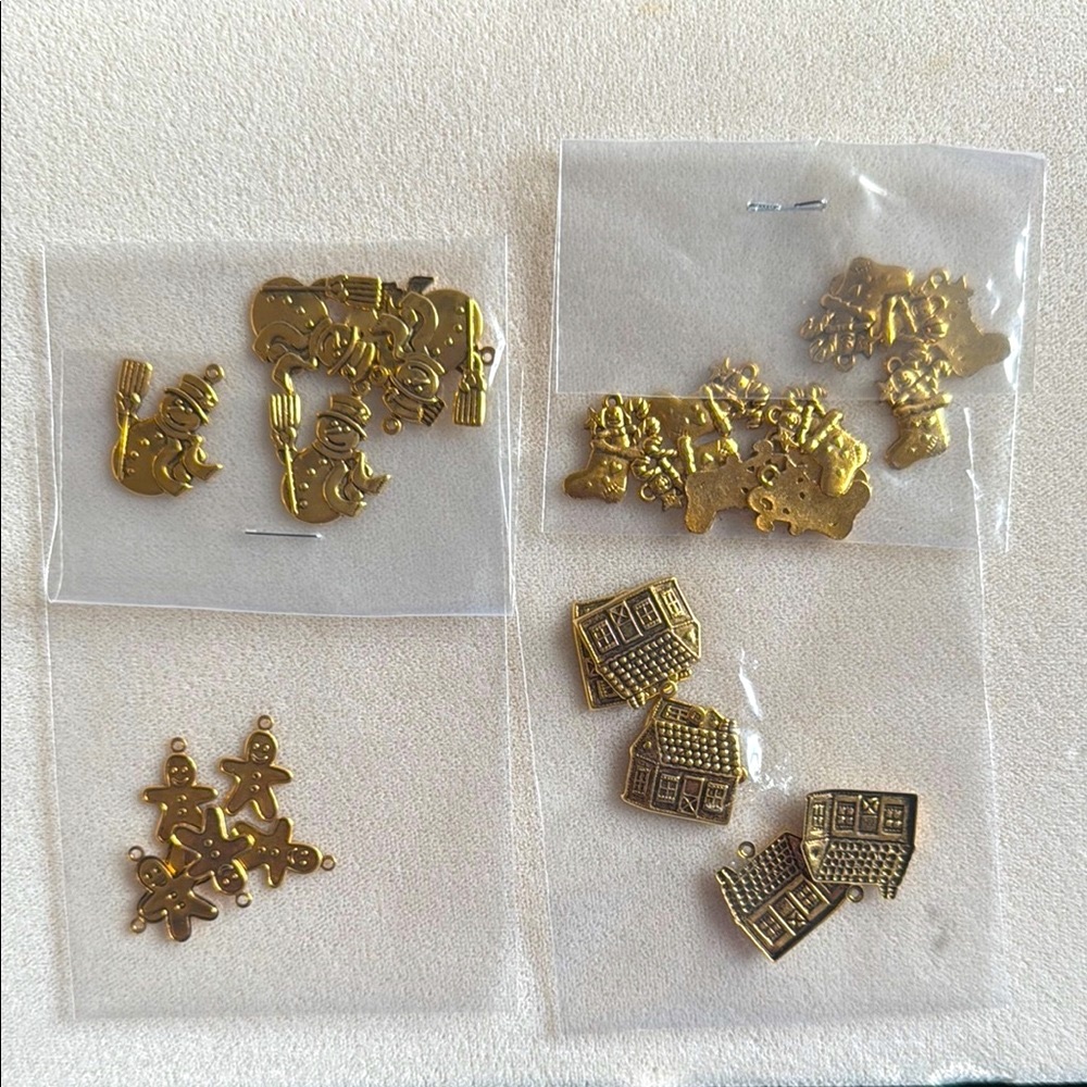 Antiqued Gold Toned Holiday Charms Collection